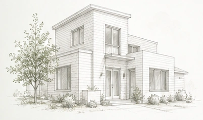 Architectural illustration of a home